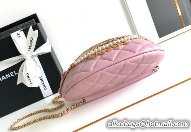 Best Grade Chanel Shiny Lambskin Waist Bag with Pearls AS4991 Pink 2024