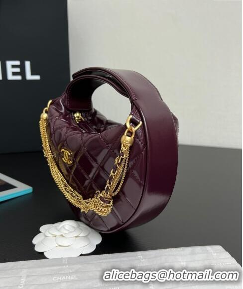 Most Popular Chanel Shiny Crumpled Calfskin Pouch with Knot Chain AP4058 Burgundy 2024