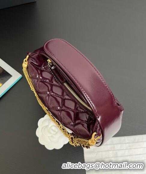 Most Popular Chanel Shiny Crumpled Calfskin Pouch with Knot Chain AP4058 Burgundy 2024