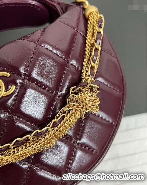 Most Popular Chanel Shiny Crumpled Calfskin Pouch with Knot Chain AP4058 Burgundy 2024