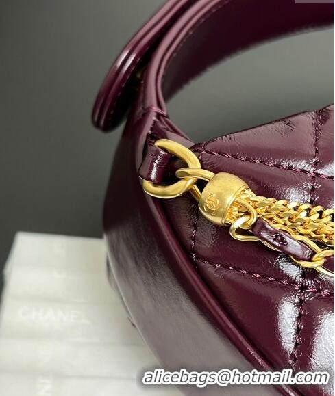 Most Popular Chanel Shiny Crumpled Calfskin Pouch with Knot Chain AP4058 Burgundy 2024