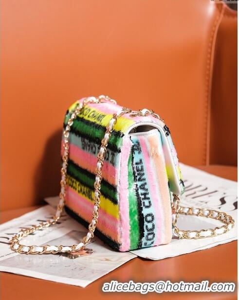 Luxurious Chanel Sequins Mini Flap Bag CH71801 Pink/Yellow/Green 2024