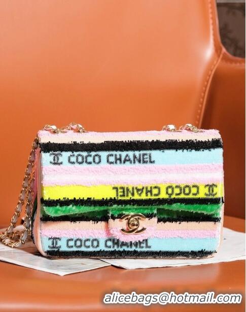 Luxurious Chanel Sequins Mini Flap Bag CH71801 Pink/Yellow/Green 2024