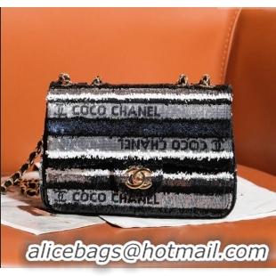 Fashion Discount Chanel Sequins Mini Flap Bag CH71801 Black/Grey 2024