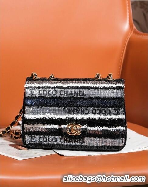 Fashion Discount Chanel Sequins Mini Flap Bag CH71801 Black/Grey 2024