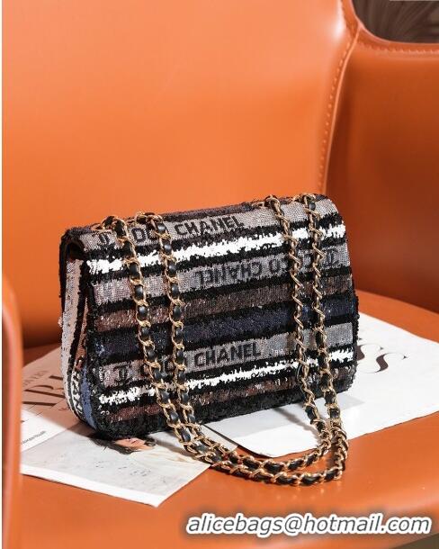 Fashion Discount Chanel Sequins Mini Flap Bag CH71801 Black/Grey 2024