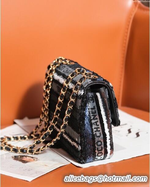 Fashion Discount Chanel Sequins Mini Flap Bag CH71801 Black/Grey 2024