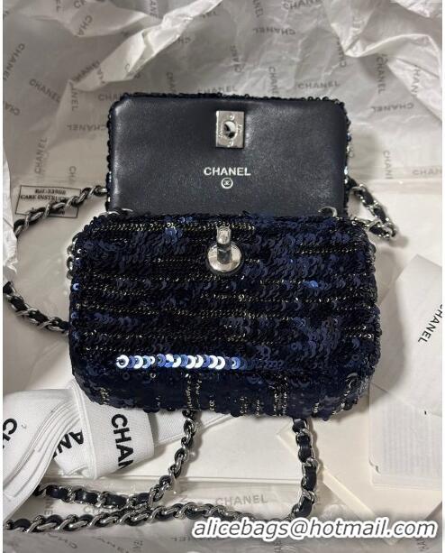 Reasonable Price Chanel Sequins Mini Flap Bag CH71803 Blue/Black 2024