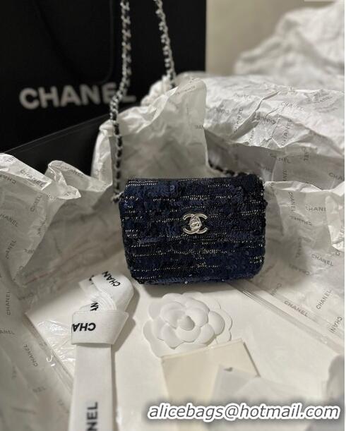 Reasonable Price Chanel Sequins Mini Flap Bag CH71803 Blue/Black 2024