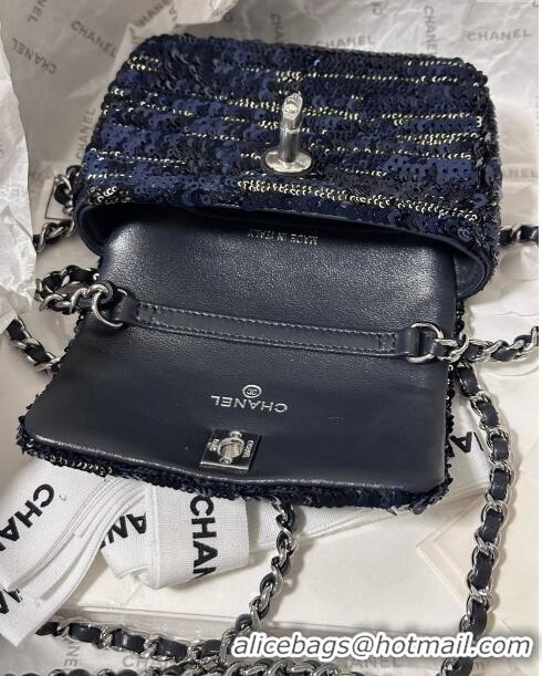 Reasonable Price Chanel Sequins Mini Flap Bag CH71803 Blue/Black 2024