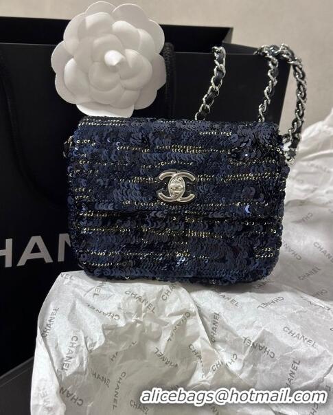 Reasonable Price Chanel Sequins Mini Flap Bag CH71803 Blue/Black 2024