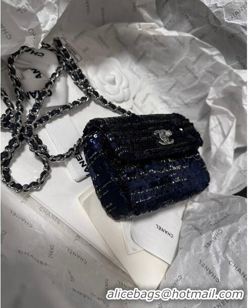 Reasonable Price Chanel Sequins Mini Flap Bag CH71803 Blue/Black 2024