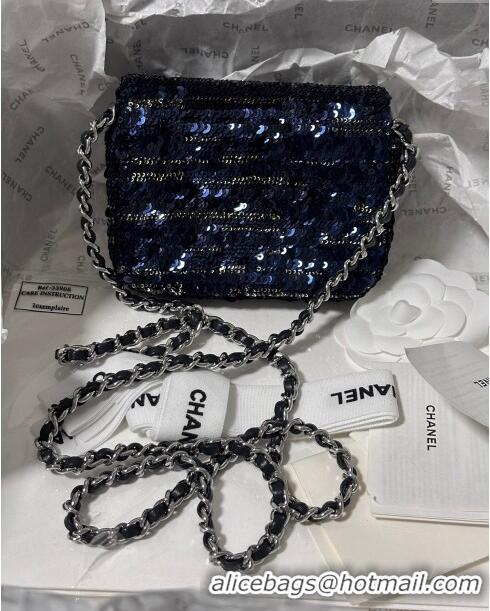 Reasonable Price Chanel Sequins Mini Flap Bag CH71803 Blue/Black 2024