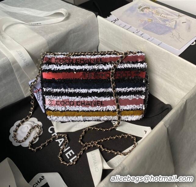 Buy Inexpensive Chanel Sequins Mini Flap Bag AS3269 Black/Pink/Red 2024