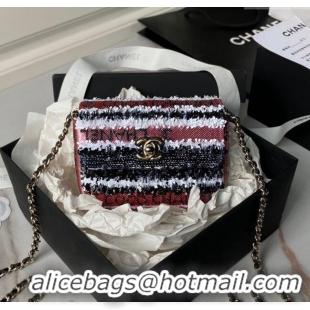 Top Design Chanel Sequins Mini Flap Bag AS3268 Black/Pink/Red 2024