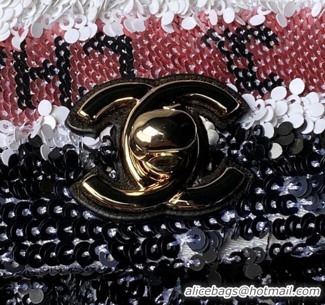 Top Design Chanel Sequins Mini Flap Bag AS3268 Black/Pink/Red 2024