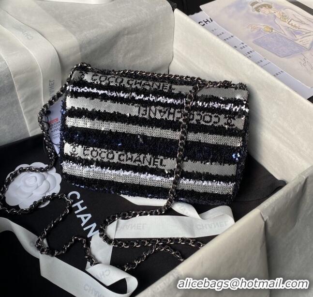 Affordable Price Chanel Sequins Mini Flap Bag AS3269 Black/Blue/Silver 2024