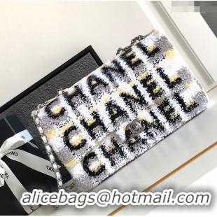 Unique Grade Chanel Sequins Logo Medium Flap Bag AS1811White/Black 2024