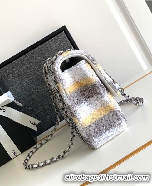 Unique Grade Chanel Sequins Logo Medium Flap Bag AS1811White/Black 2024