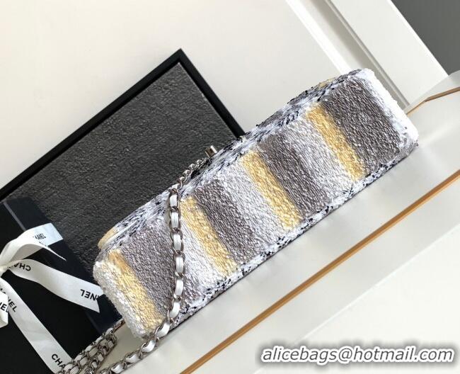 Unique Grade Chanel Sequins Logo Medium Flap Bag AS1811White/Black 2024