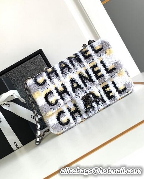 Grade Design Chanel Sequins Logo Mini Flap Bag AS1810 White/Black 2024