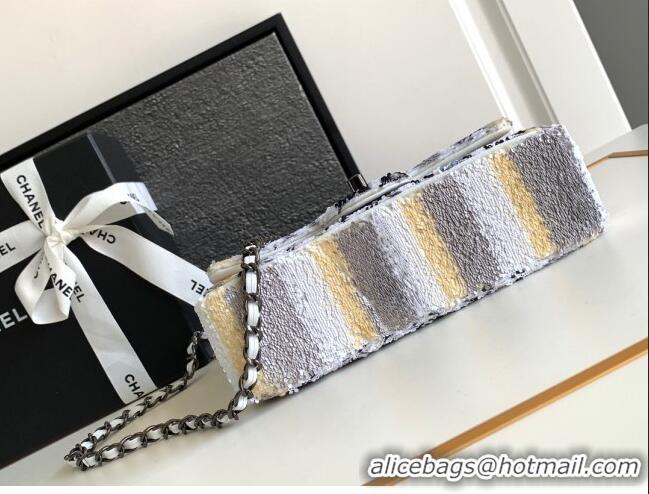 Grade Design Chanel Sequins Logo Mini Flap Bag AS1810 White/Black 2024