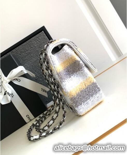 Grade Design Chanel Sequins Logo Mini Flap Bag AS1810 White/Black 2024