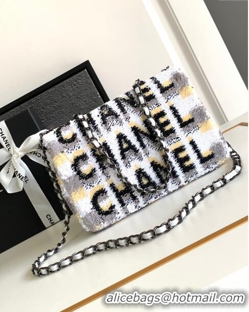 Grade Design Chanel Sequins Logo Mini Flap Bag AS1810 White/Black 2024