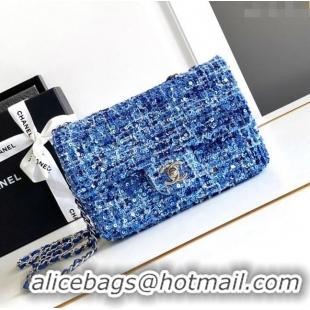 Top Grade Chanel Sequins & Tweed Mini Flap Bag AS1810 Blue 2024