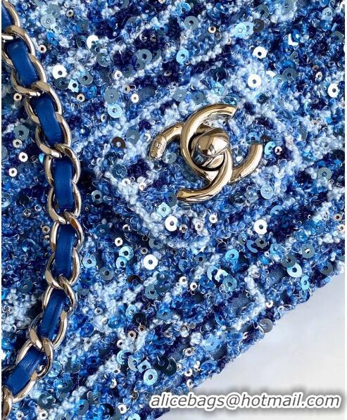 Top Grade Chanel Sequins & Tweed Mini Flap Bag AS1810 Blue 2024