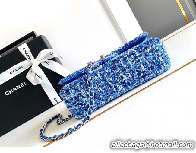 Top Grade Chanel Sequins & Tweed Mini Flap Bag AS1810 Blue 2024