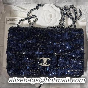 Top Grade Chanel Sequins Mini Flap Bag AS1810 Royal Blue 2024