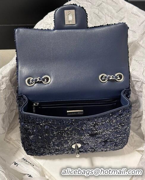 Top Grade Chanel Sequins Mini Flap Bag AS1810 Royal Blue 2024