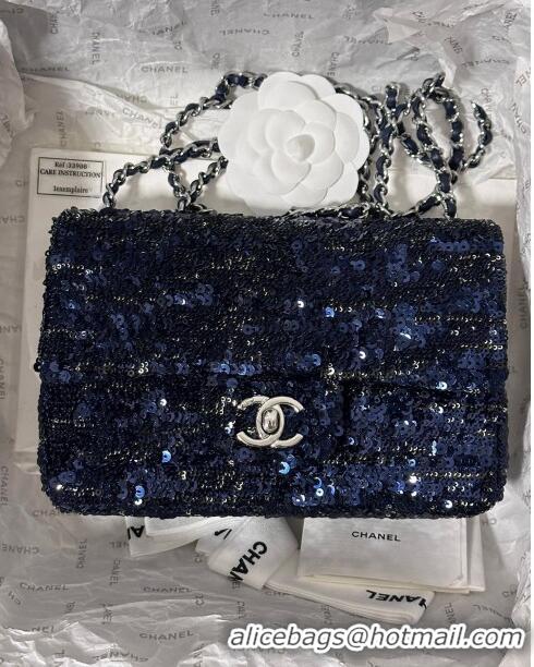 Top Grade Chanel Sequins Mini Flap Bag AS1810 Royal Blue 2024