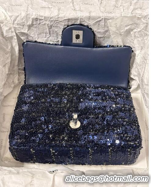 Top Grade Chanel Sequins Mini Flap Bag AS1810 Royal Blue 2024