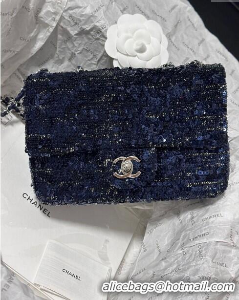 Top Grade Chanel Sequins Mini Flap Bag AS1810 Royal Blue 2024