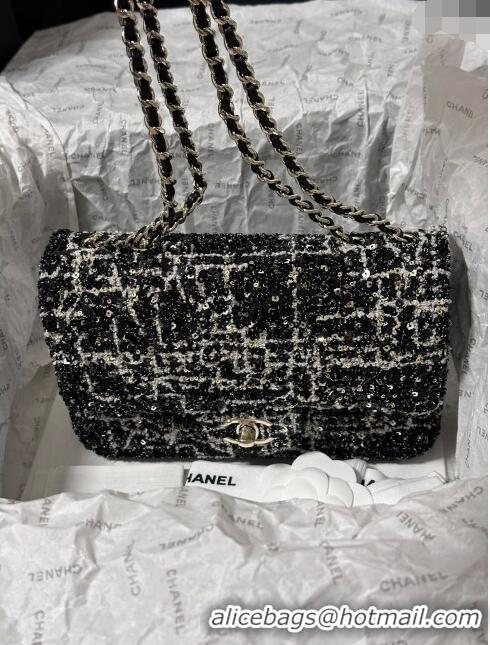 Most Popular Chanel Sequins & Tweed Mini Flap Bag AS1810 Black 2024