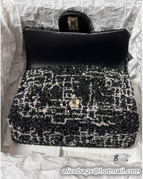 Most Popular Chanel Sequins & Tweed Mini Flap Bag AS1810 Black 2024