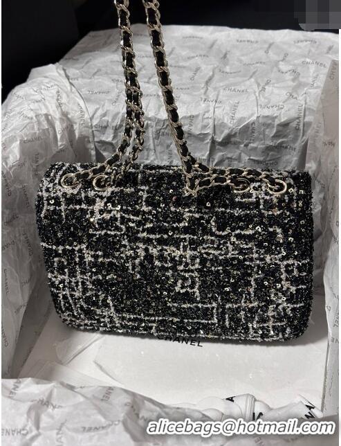 Most Popular Chanel Sequins & Tweed Mini Flap Bag AS1810 Black 2024