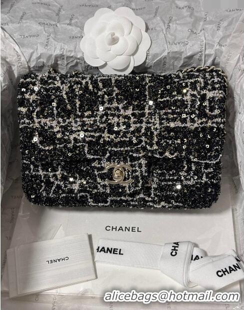 Most Popular Chanel Sequins & Tweed Mini Flap Bag AS1810 Black 2024