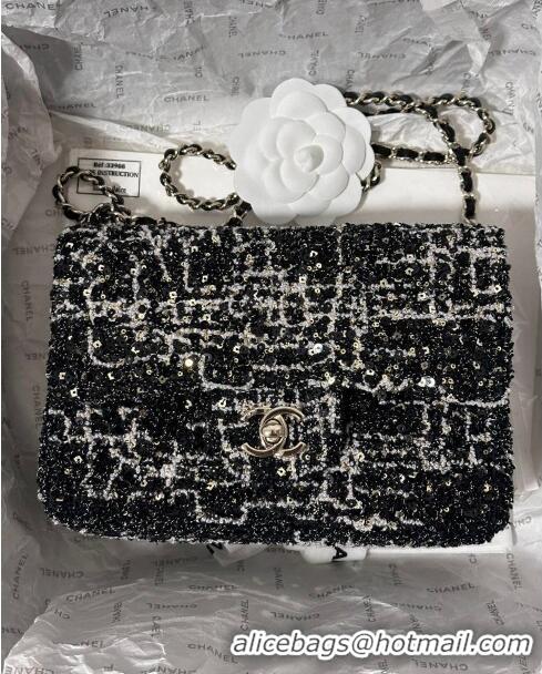 Most Popular Chanel Sequins & Tweed Mini Flap Bag AS1810 Black 2024