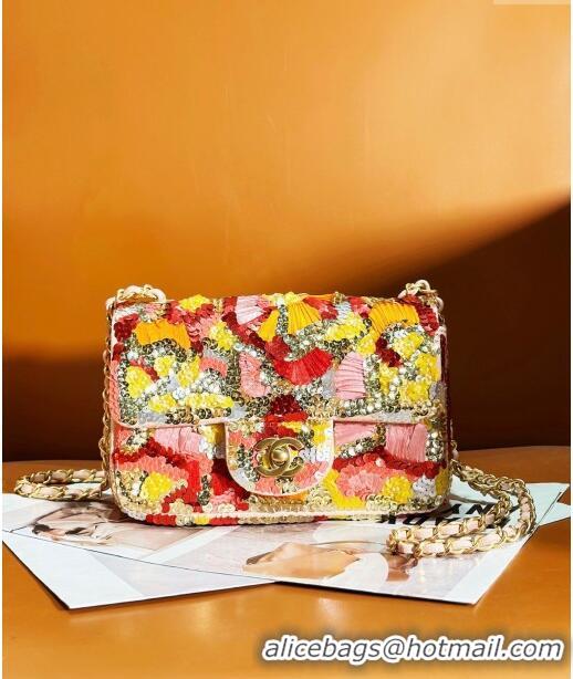 Traditional Specials Chanel Sequins Mini Flap Bag AS1818 Orange 2024