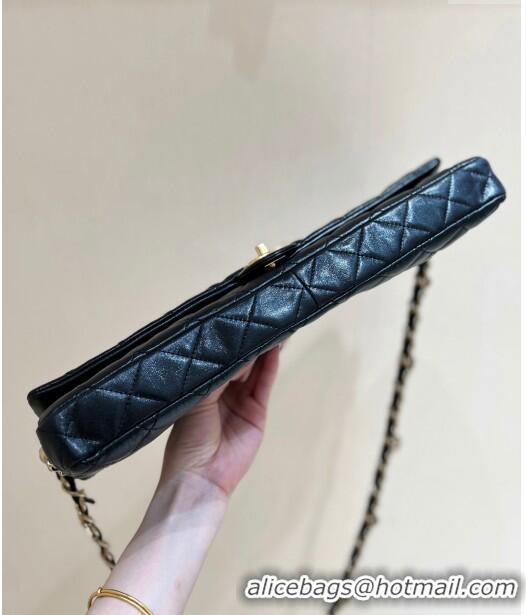 Discount Chanel Maxi Long Flap Bag with Chain in Quilted Oil Waxed Sheepskin AS5006 Black 2024 Top Quality