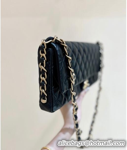 Discount Chanel Maxi Long Flap Bag with Chain in Quilted Oil Waxed Sheepskin AS5006 Black 2024 Top Quality