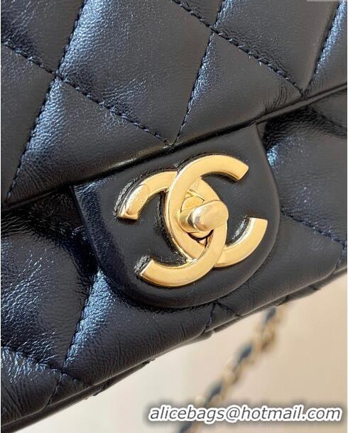 Discount Chanel Maxi Long Flap Bag with Chain in Quilted Oil Waxed Sheepskin AS5006 Black 2024 Top Quality