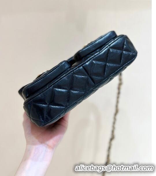 Inexpensive Chanel Message Bag with Pockets in Waxed Sheepskin AS4993 Black 2024 Top Quality