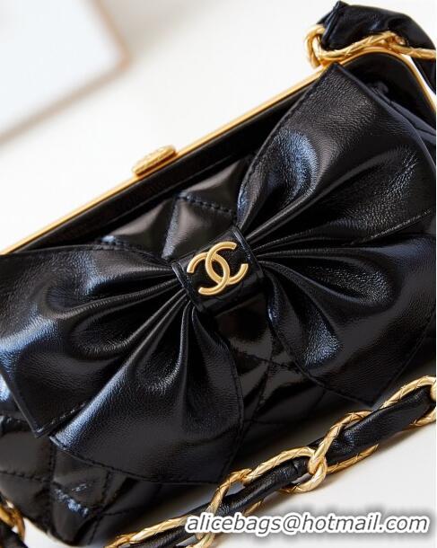 Buy Promotional Chanel Bowknot Clutch with Chain in Crumpled Lambskin AP4027 Black 2024