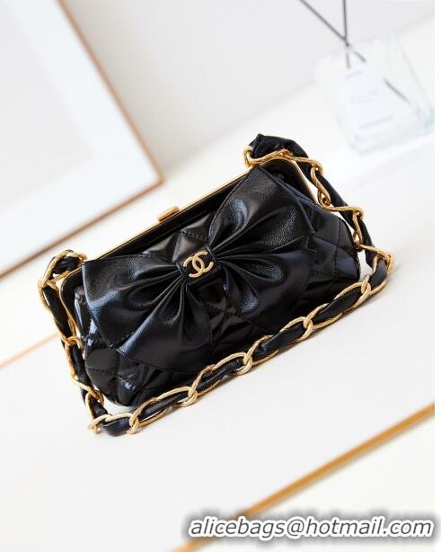 Buy Promotional Chanel Bowknot Clutch with Chain in Crumpled Lambskin AP4027 Black 2024