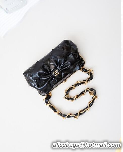 Buy Promotional Chanel Bowknot Clutch with Chain in Crumpled Lambskin AP4027 Black 2024