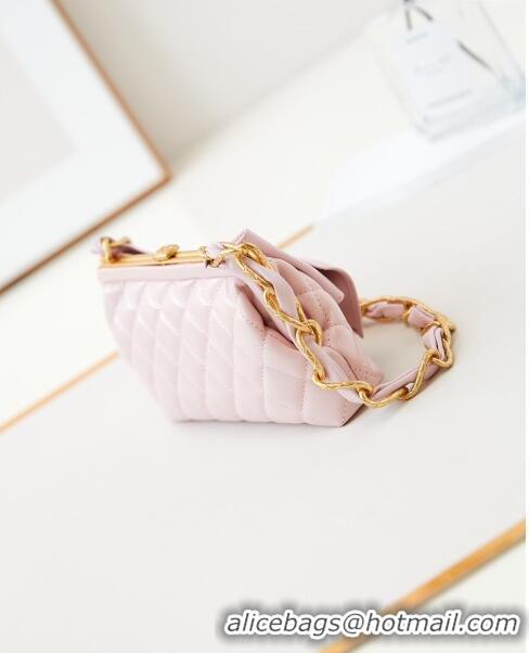 Buy Fashionable Chanel Bowknot Clutch with Chain in Crumpled Lambskin AP4027 Pink 2024